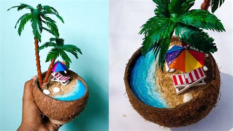 DIY Mini Beach in Coconut nut shell | Waste Materials Craft Beach ...