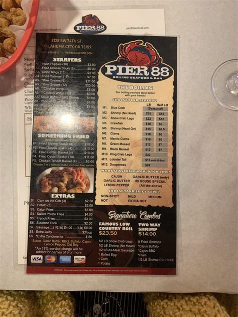 Carta de Pier 88 Boiling Seafood & Bar OKC, Oklahoma City