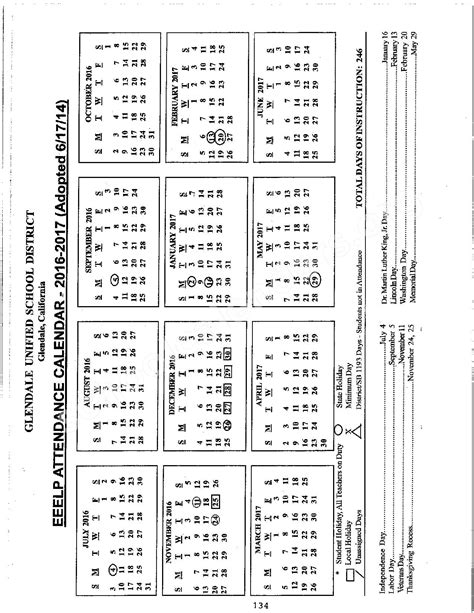 2016 - 2017 District Calendar | Glendale Unified School District ...
