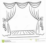 Curtain Curtains Stage Clipart Drawing Theater Outline Template  sketch template