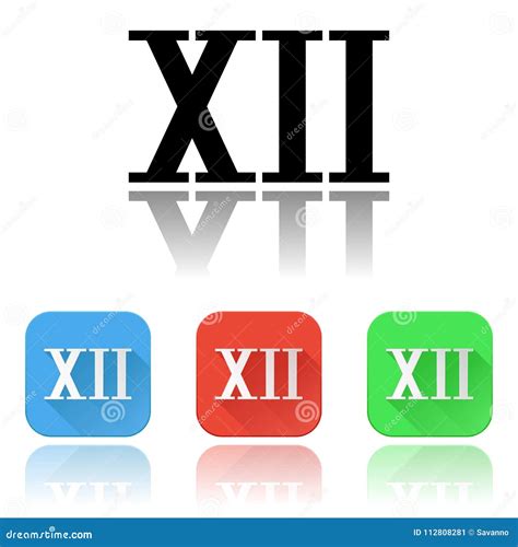 XII Roman Numeral Icons. Colored Set with Reflection Stock Vector - Illustration of business ...