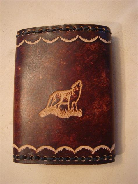 Tooled Brown Leather Wallet Trifold Wallet Triplefold - Etsy