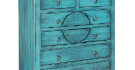 Chest of drawers with 4 large and 2 small drawers Turquoise