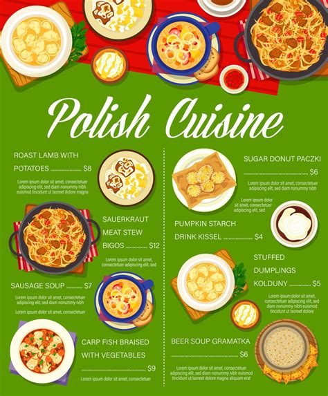 Polish cuisine restaurant meals menu template 15024871 Vector Art at Vecteezy