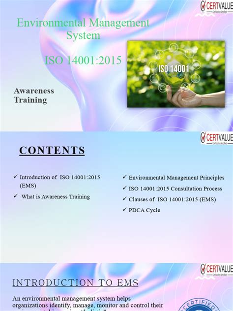 ISO 14001 2015 Awerness Training Environmental Management System | PDF | Environmental Resource ...