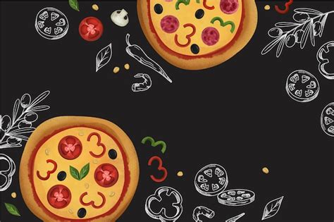 Free Vector | Restaurant mural wallpaper with pizza