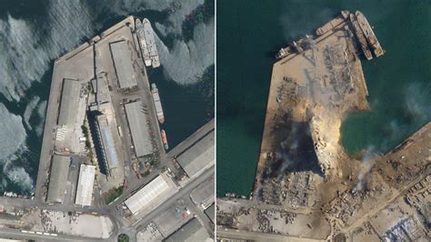 Satellite images of Beirut explosion show massive crater at port ...