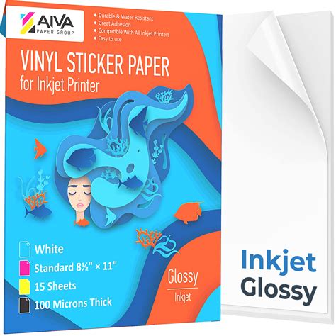 Buy Limia's Care Printable Vinyl Sticker Paper for Inkjet Printer - Glossy White - 15 Self ...