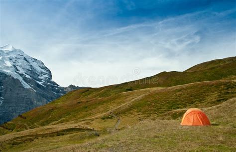 Camping tent in swiss alps stock photo. Image of country - 19819008