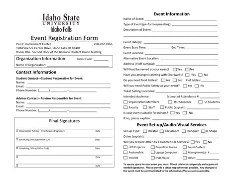 Kostenloses Event Registration Form Printable
