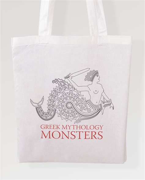 Cotton bag Greek Mythology Monsters Skylla print by Mediterraneo