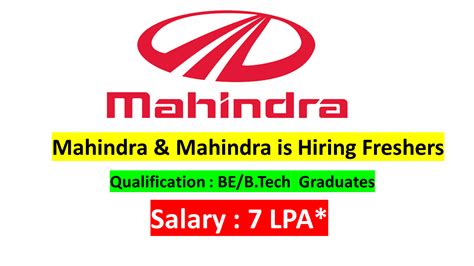 Mahindra & Mahindra Limited Recruitment 2022 : Hiring for Freshers as ...