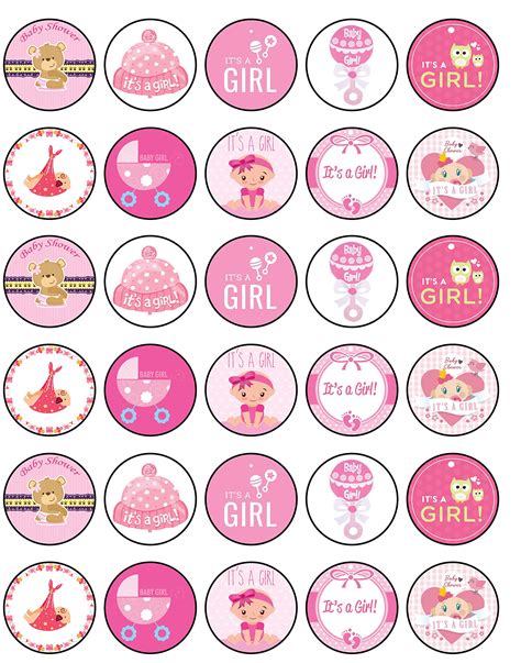 Buy 30 x Edible Cupcake Toppers – Baby Shower Girl Themed Collection of ...