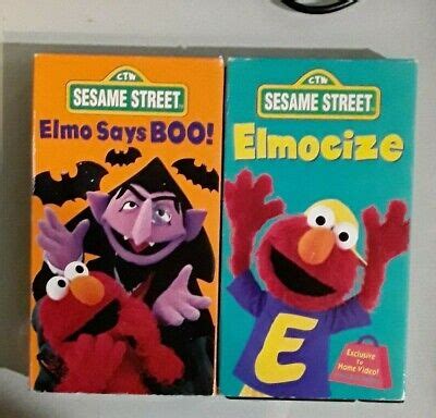 LOT OF 4 VHS Tapes Sesame Street Elmocize, Elmo Says Boo, Bedtime ...