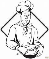 Chef Holding Spoon And Bowl coloring page  Free Printable Coloring Pages sketch template