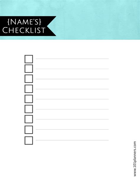 Checklist Template
