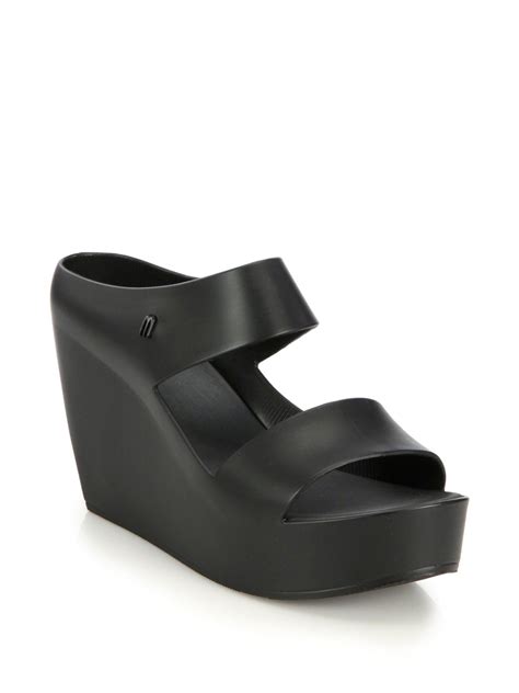 Melissa Creative Wedge Platform Sandals in Black | Lyst