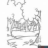 Cartoon Forest Coloring Page  Easy Drawing Guides sketch template