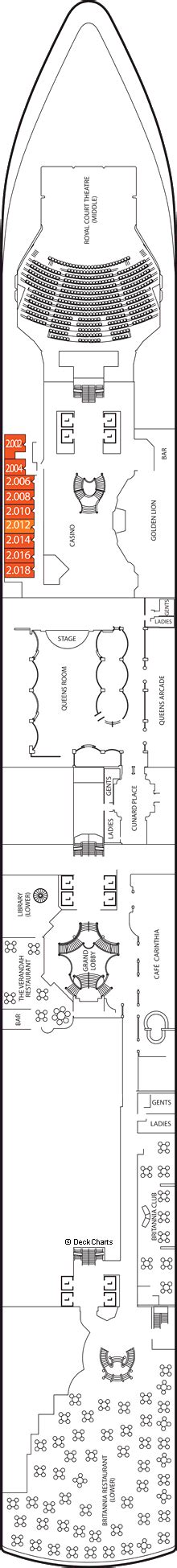 Cunard Queen Elizabeth Deck Plans: Ship Layout, Staterooms & Map - Cruise Critic