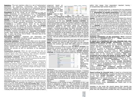 Cheat sheet for exam - Statistics: “The term statistics refers to a set ...