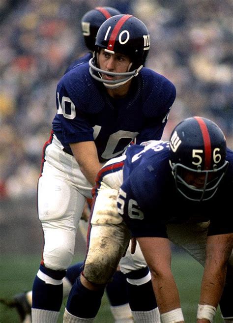 Fran Tarkenton #10 (QB) barks out the play call behind his offensive line. Hall-of-Famer and ...