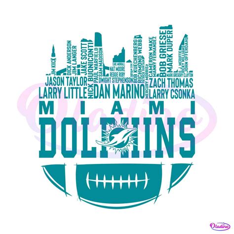 Miami Dolphins Skyline Football Names Svg