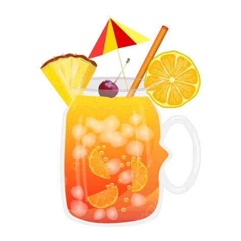 Rum Punch Cocktail Isolated On White Background Rum Exotic Punch Day Vector, Rum, Exotic, Punch ...