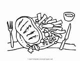 Steak Dinner Coloring Page sketch template
