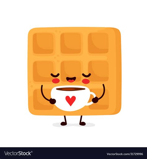 Cute happy funny belgian waffle Royalty Free Vector Image