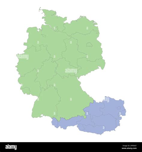 High quality political map of Germany and Austria with borders of the ...