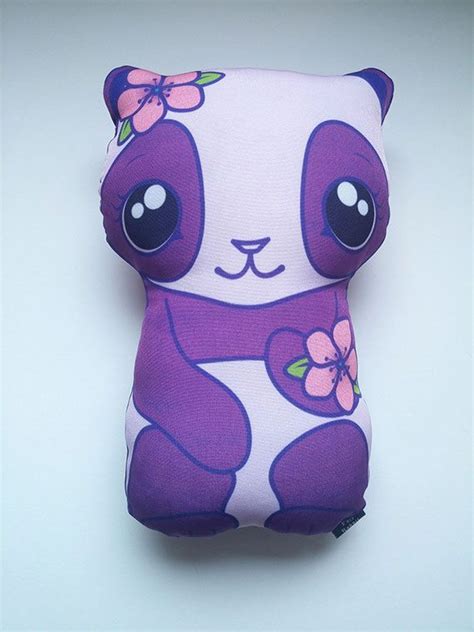 Kawaii Purple Panda Stuffed Animal Plushy with Bamboo Flowers by ...