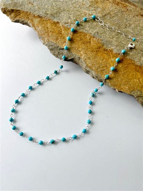 Turquoise Beaded Necklace Beaded Necklace Blue Necklace - Etsy