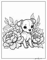 16 Incredibly Cute Puppy Dog & Flower Coloring Pages PDFs sketch template