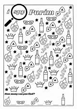 Printable Purim Coloring Ispy Worksheet For Kids Or Adults  Etsy Denmark sketch template