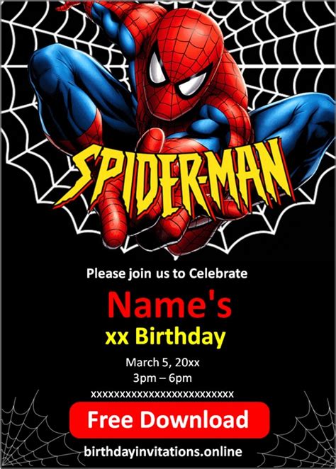 Spiderman Invitations Birthday Invitations