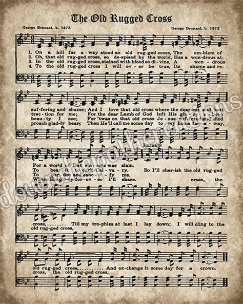 The Old Rugged Cross Print Printable Vintage Sheet Music - Etsy | Vintage sheet music, Hymn ...