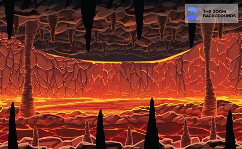 High-Quality Horizontal Of A Lava-Filled Cave Zoom Background – thezoombackgrounds.com