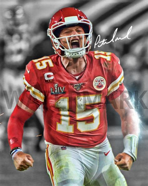 Patrick Mahomes Kansas City Chiefs Poster Art Autographed NFL 4x6, 5x7 ...