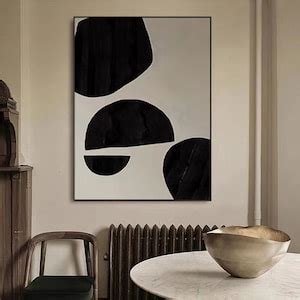 Large Black and White Wall Art Abstract White Black Texture Painting ...