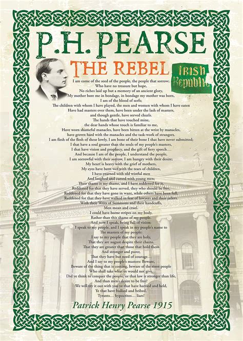 Exclusive A3 Poster - 'The Rebel' Poem written by Patrick Pearse (Pádraig Anraí Mac Piarais ...