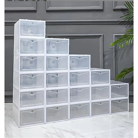 Buy 12x Shoe Display Cases Box Rack Large Storage Cabinet Plastic ...