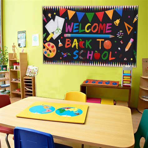 Welcome Back To School Banner - Extra Large Fabric 70" X 40" - First Day Of School Backdrop ...