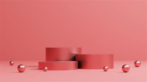 Premium Photo | 3d minimal pink and rose gold pedestal or podium mockup display, empty platform ...