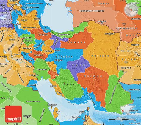 Political Map of Iran, political shades outside