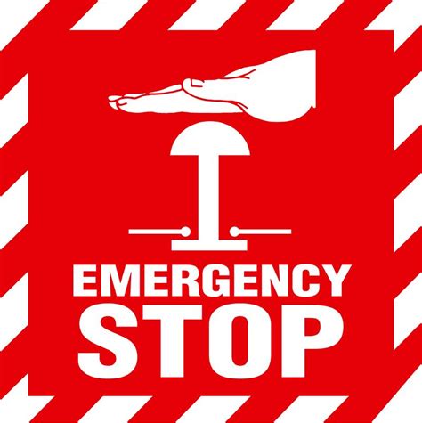 Emergency Stop Push Button Symbol Sign, Warning Symbol, Label Entanglement. Safety label. Vector ...