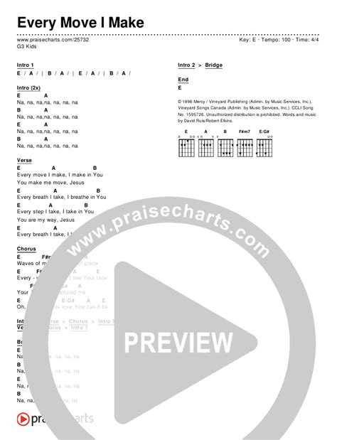 Every Move I Make Chords (G3 Kids) - PraiseCharts