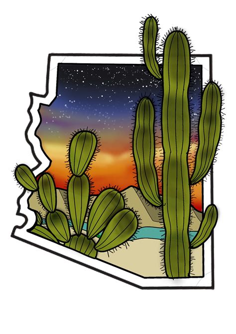 Digital tattoo design of Arizona and a saguaro cactus and some ...