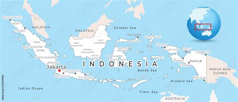 Indonesia map with capital Jakarta, most important cities and national ...