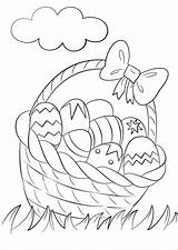 Happy Easter With Basket Coloring Page  Free Printable sketch template