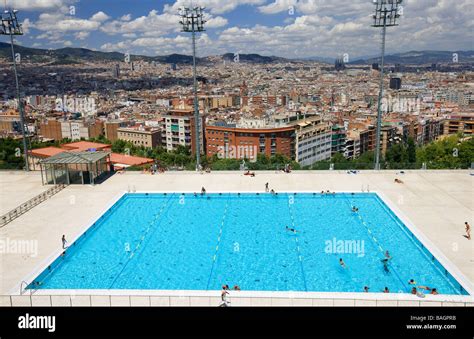 Spain, Catalonia, Barcelona, Montjuic Hill, olympic swimming pool Stock Photo - Alamy